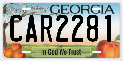 GA license plate CAR2281