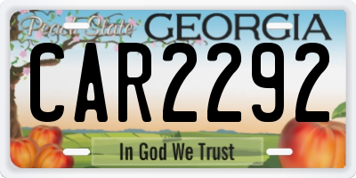 GA license plate CAR2292