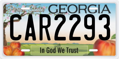 GA license plate CAR2293