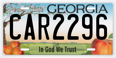 GA license plate CAR2296