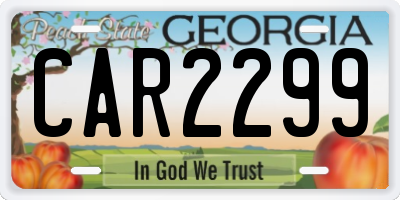 GA license plate CAR2299