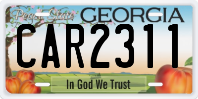 GA license plate CAR2311