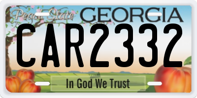 GA license plate CAR2332