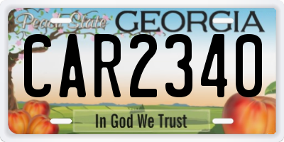 GA license plate CAR2340
