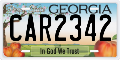 GA license plate CAR2342