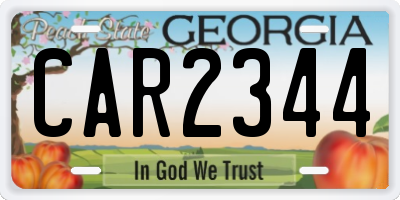 GA license plate CAR2344