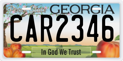 GA license plate CAR2346