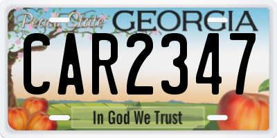 GA license plate CAR2347