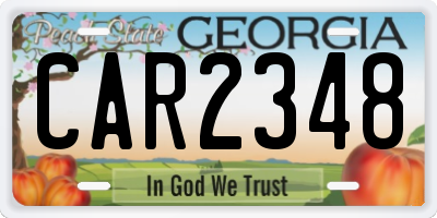 GA license plate CAR2348