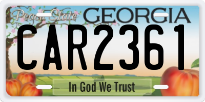 GA license plate CAR2361