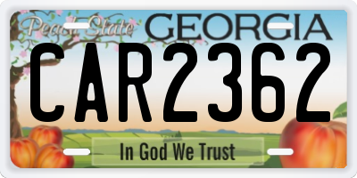 GA license plate CAR2362