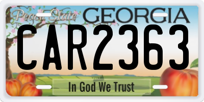 GA license plate CAR2363