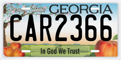 GA license plate CAR2366