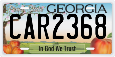 GA license plate CAR2368