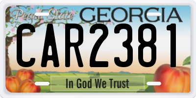 GA license plate CAR2381