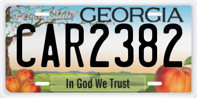 GA license plate CAR2382