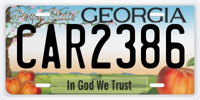 GA license plate CAR2386