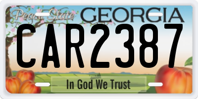 GA license plate CAR2387