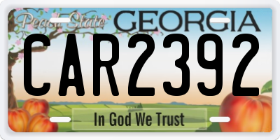 GA license plate CAR2392