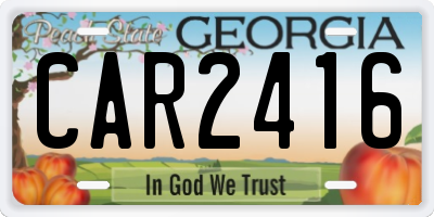 GA license plate CAR2416