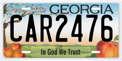 GA license plate CAR2476