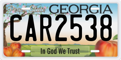 GA license plate CAR2538