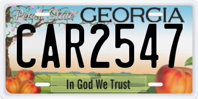 GA license plate CAR2547