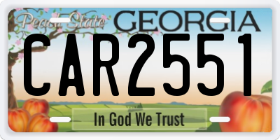 GA license plate CAR2551