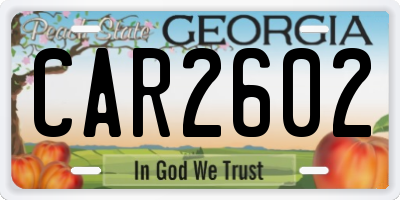 GA license plate CAR2602