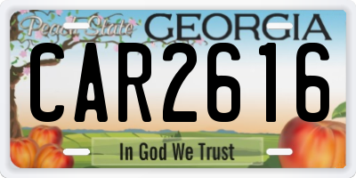 GA license plate CAR2616