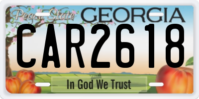 GA license plate CAR2618