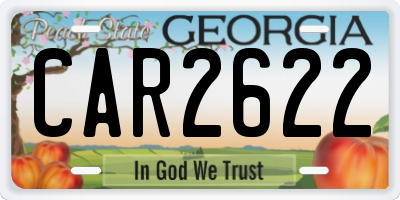 GA license plate CAR2622