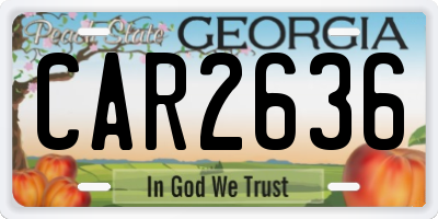 GA license plate CAR2636