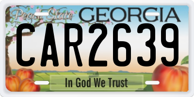 GA license plate CAR2639