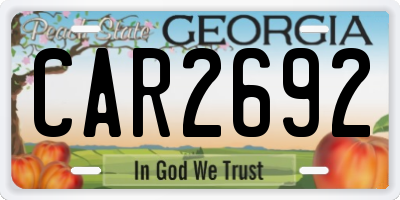 GA license plate CAR2692