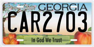 GA license plate CAR2703