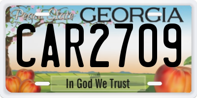 GA license plate CAR2709