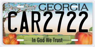 GA license plate CAR2722