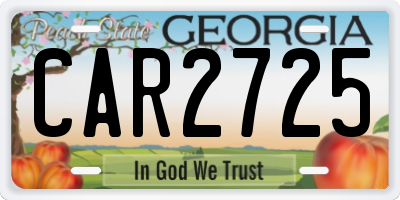 GA license plate CAR2725