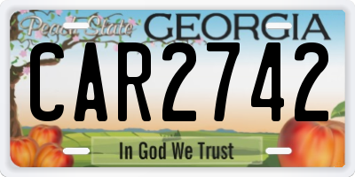 GA license plate CAR2742