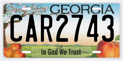 GA license plate CAR2743