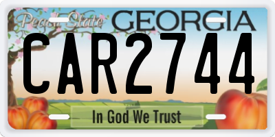 GA license plate CAR2744