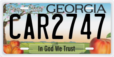 GA license plate CAR2747
