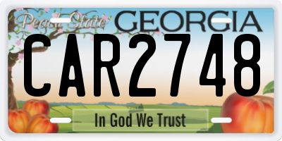 GA license plate CAR2748