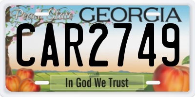 GA license plate CAR2749