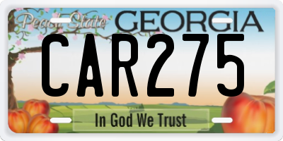 GA license plate CAR275