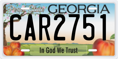 GA license plate CAR2751