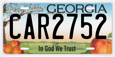 GA license plate CAR2752