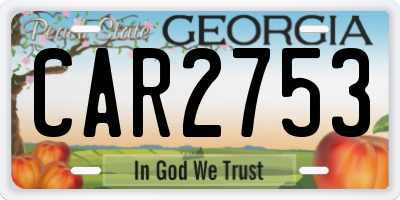 GA license plate CAR2753