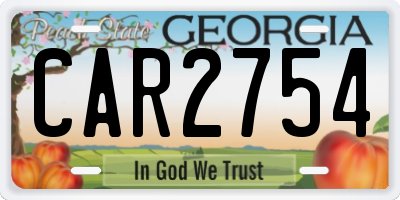 GA license plate CAR2754